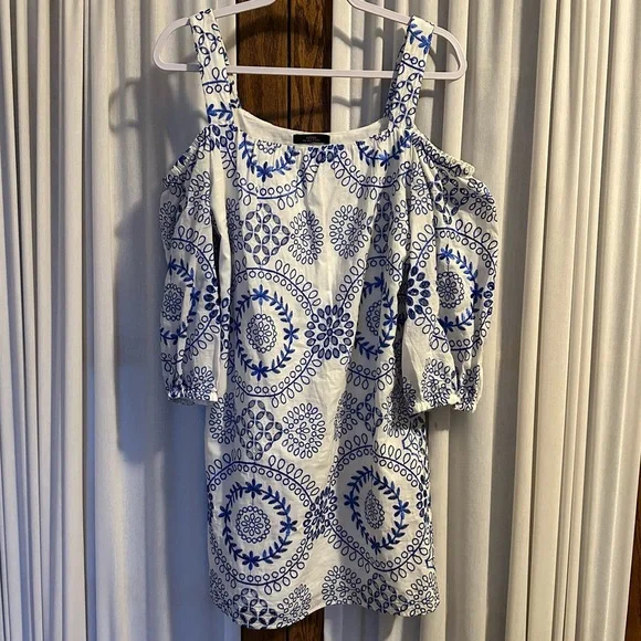 Trina Turk Embroidered Eyelet Off The Shoulder Tank Dress - Picture 14 of 14